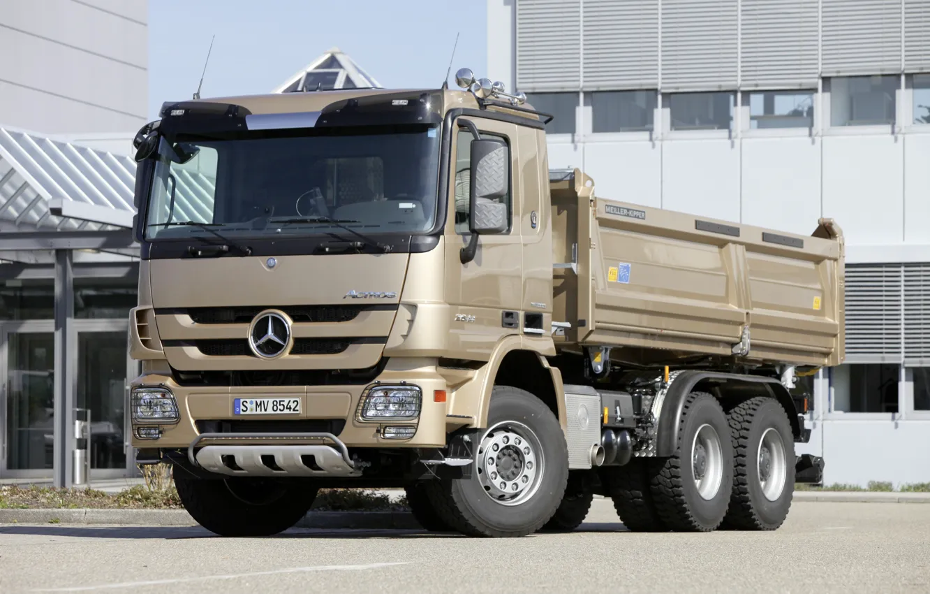 Photo wallpaper the building, Mercedes-Benz, body, dump truck, Actros, triaxial