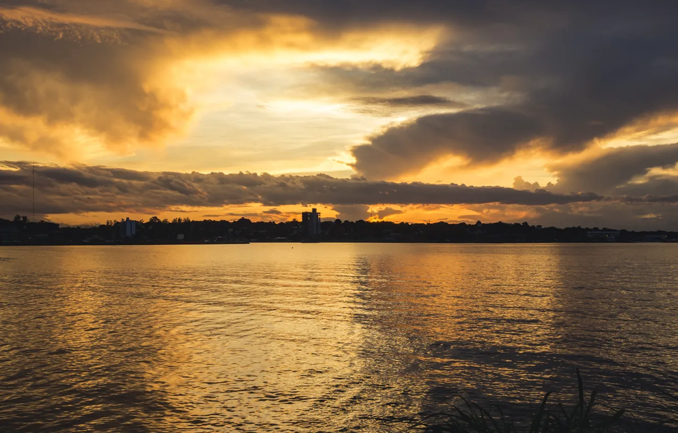 Photo wallpaper sunset, river, Argentina, the province of Misiones, Posadas