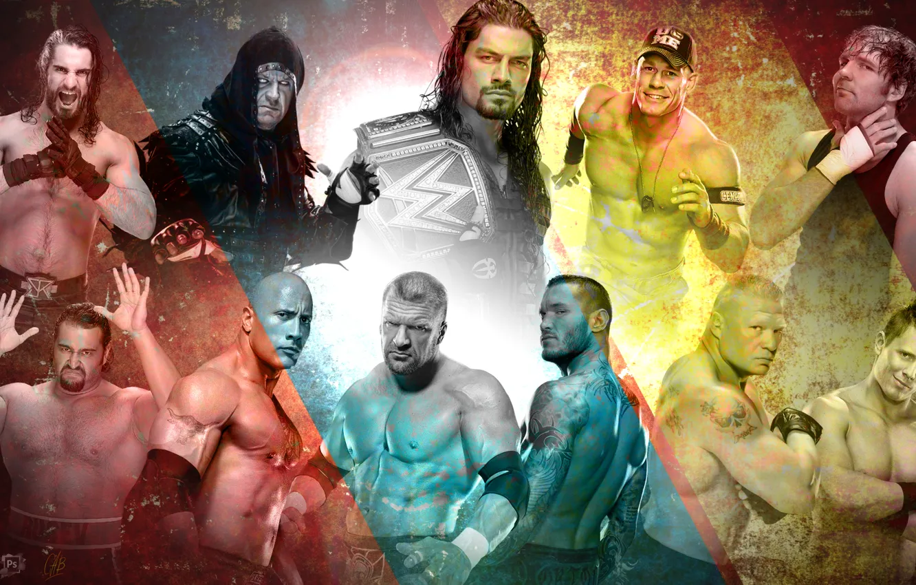 Photo wallpaper Wrestling, WWE, The Rock, brock lesnar, champion, John Cena, Randy Orton, Triple H