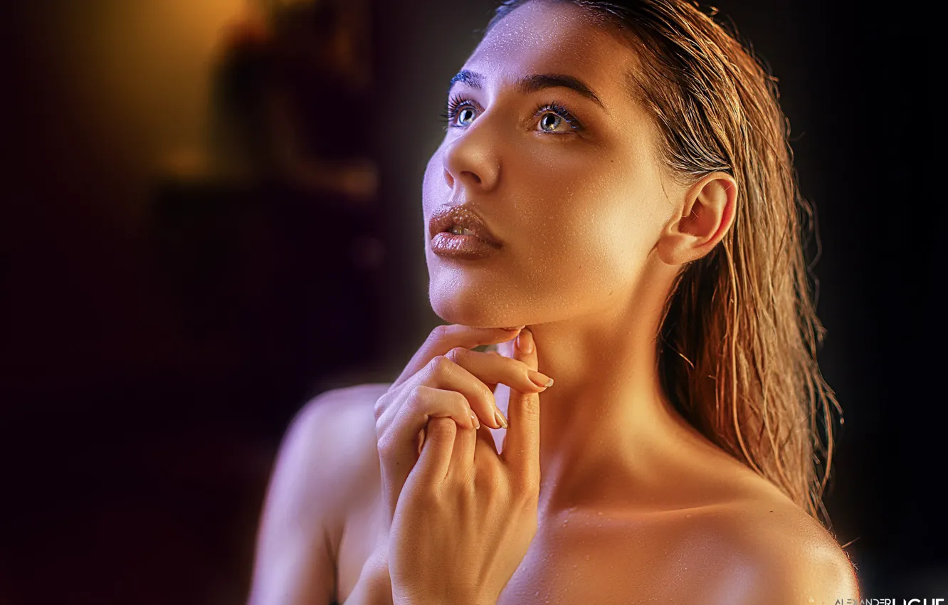 Photo wallpaper look, girl, face, portrait, hands, makeup, Alexander Drobkov-Light, Natalia Chernukha