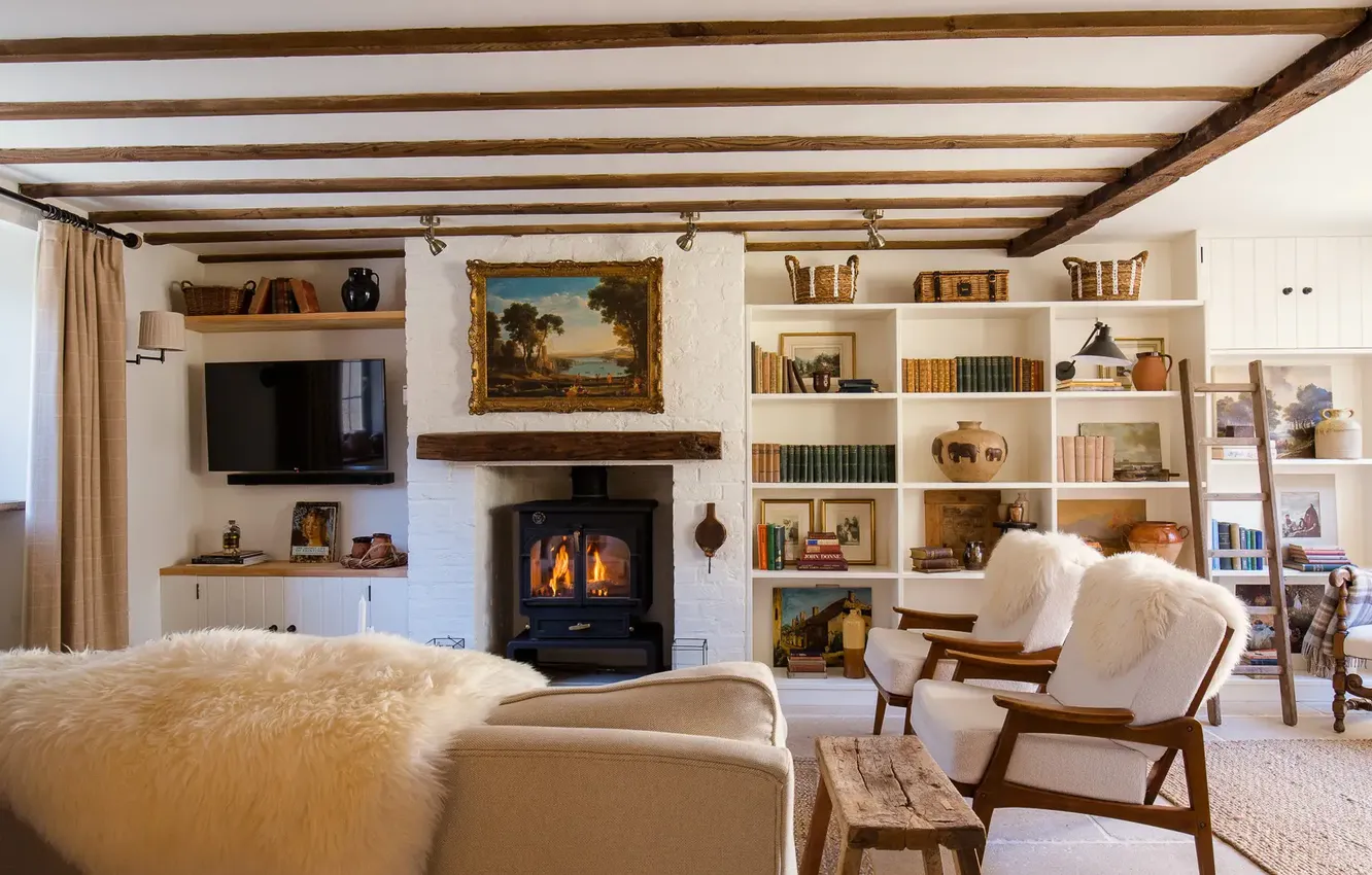 Photo wallpaper design, style, room, interior, fireplace, the scenery, upholstered furniture, Holiday Home