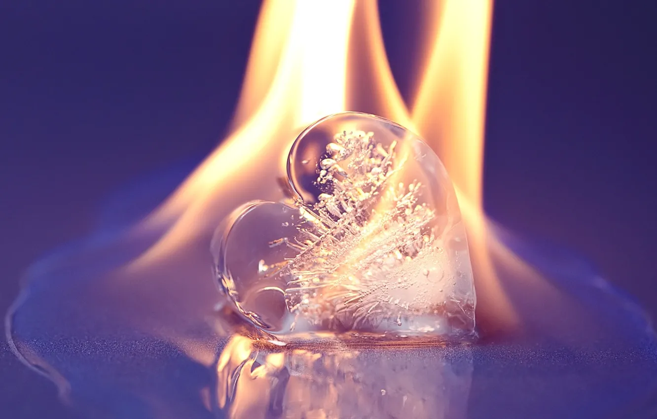 Photo wallpaper background, flame, heart, freezes