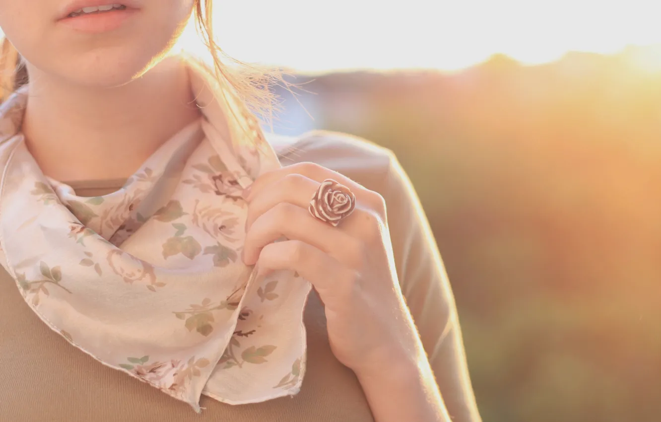 Photo wallpaper girl, the sun, flowers, background, mood, clothing, rose, color