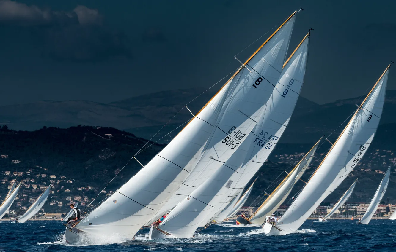 Photo wallpaper sea, water, race, sails, sailboats, Regatta, Sailing