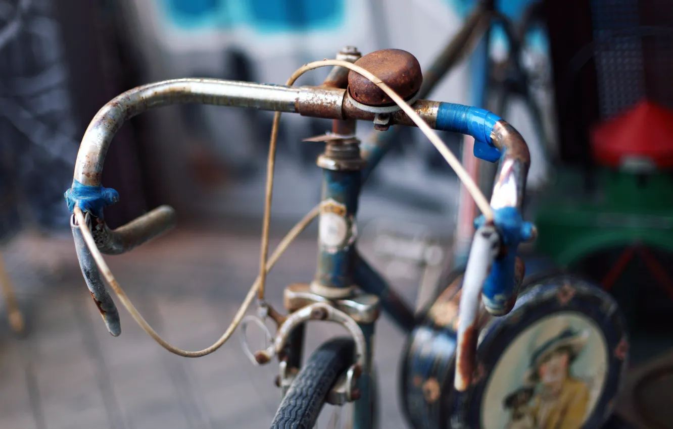 Photo wallpaper bike, the wheel, rust