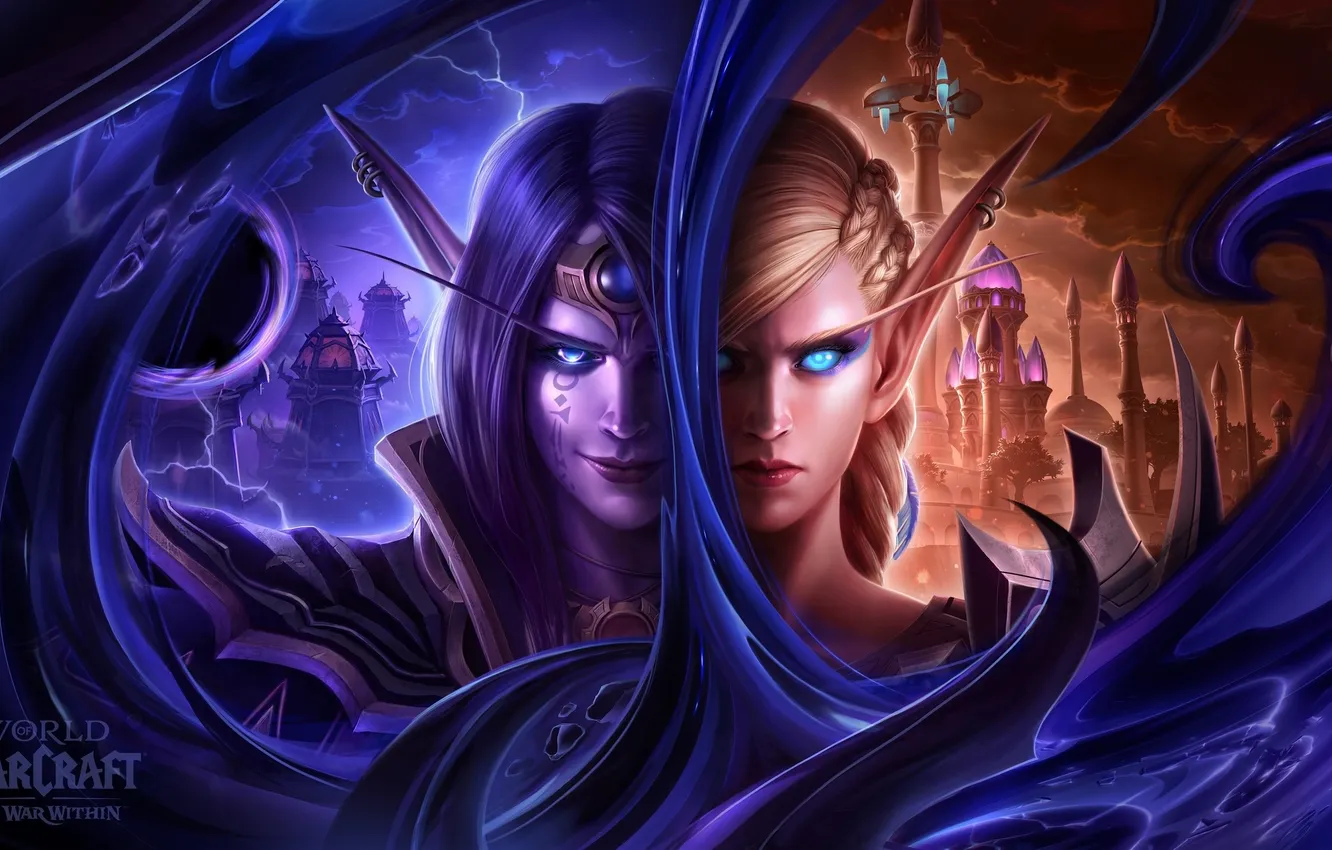 Photo wallpaper World of Warcraft, abyss, Warcraft, WWII, The War Within, Alleria Windrunner, Nerubs, Alleria Windwing