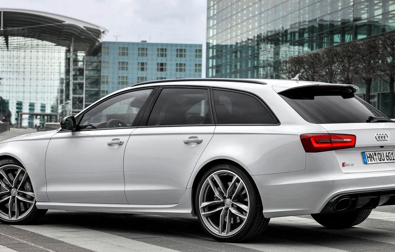 Photo wallpaper white, the city, Audi, building, RS6, audi rs6