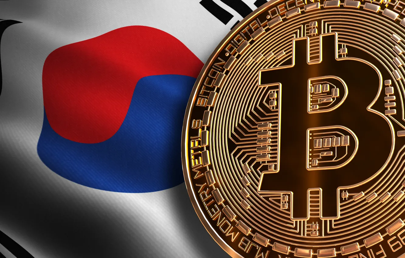 Photo wallpaper flag, flag, South Korea, south korea, bitcoin, bitcoin, btc