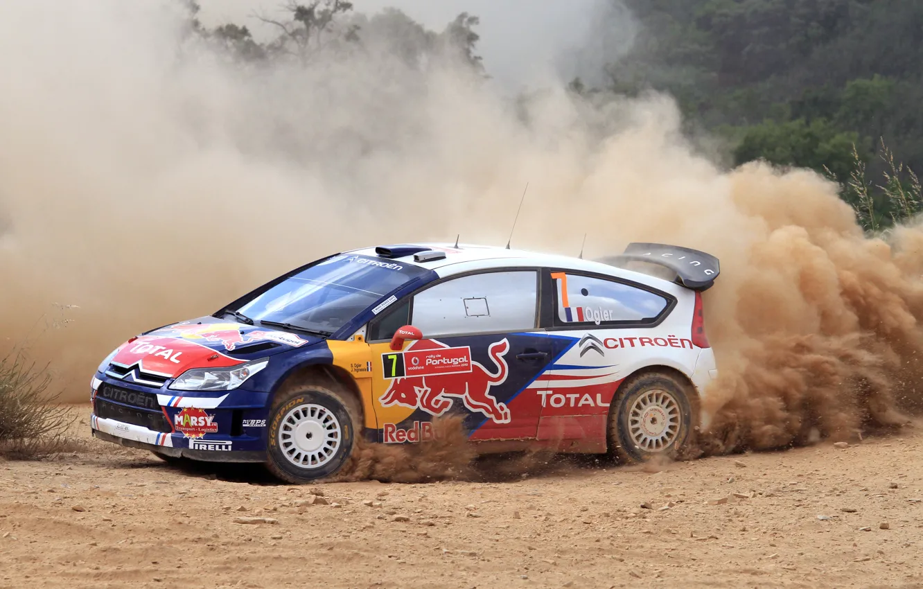 Photo wallpaper Dust, Citroen, Citroen, WRC, Rally, Rally, Competition, The view from the side
