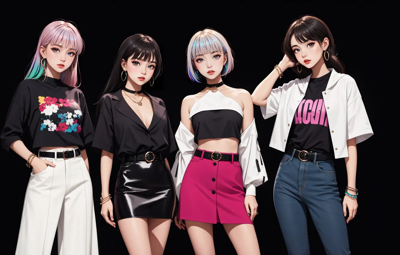 Photo wallpaper girl, style, group