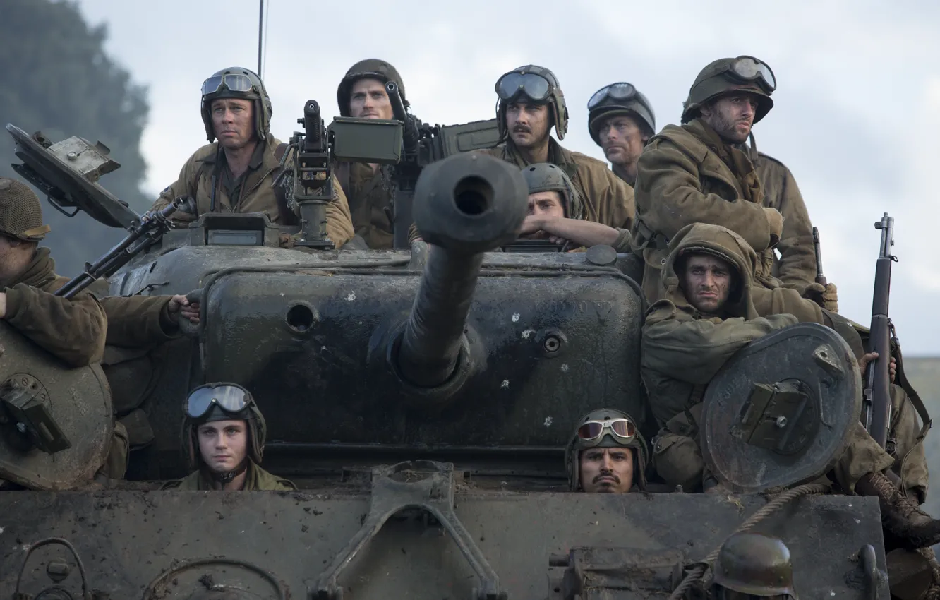 Photo wallpaper soldiers, tank, Brad Pitt, Brad Pitt, M4 Sherman, Fury, "Fury"