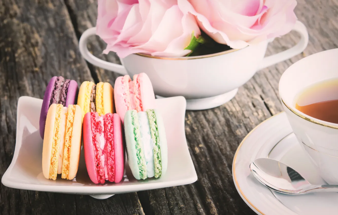 Photo wallpaper colorful, cake, dessert, pink, sweet, sweet, dessert, roses