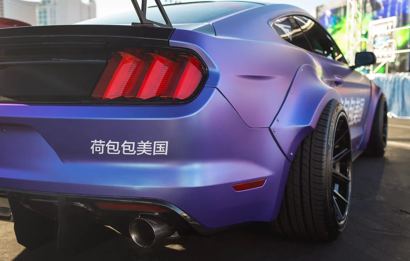 Photo wallpaper lights, color, Mustang, rear view