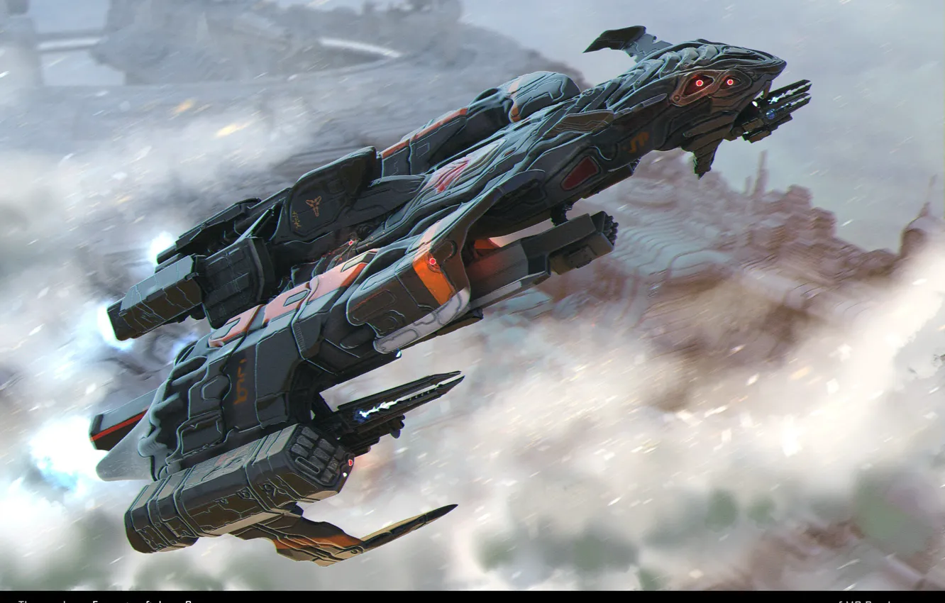 Photo wallpaper weapons, transport, ship, camera, The Earthmen Xterrian fighter ship