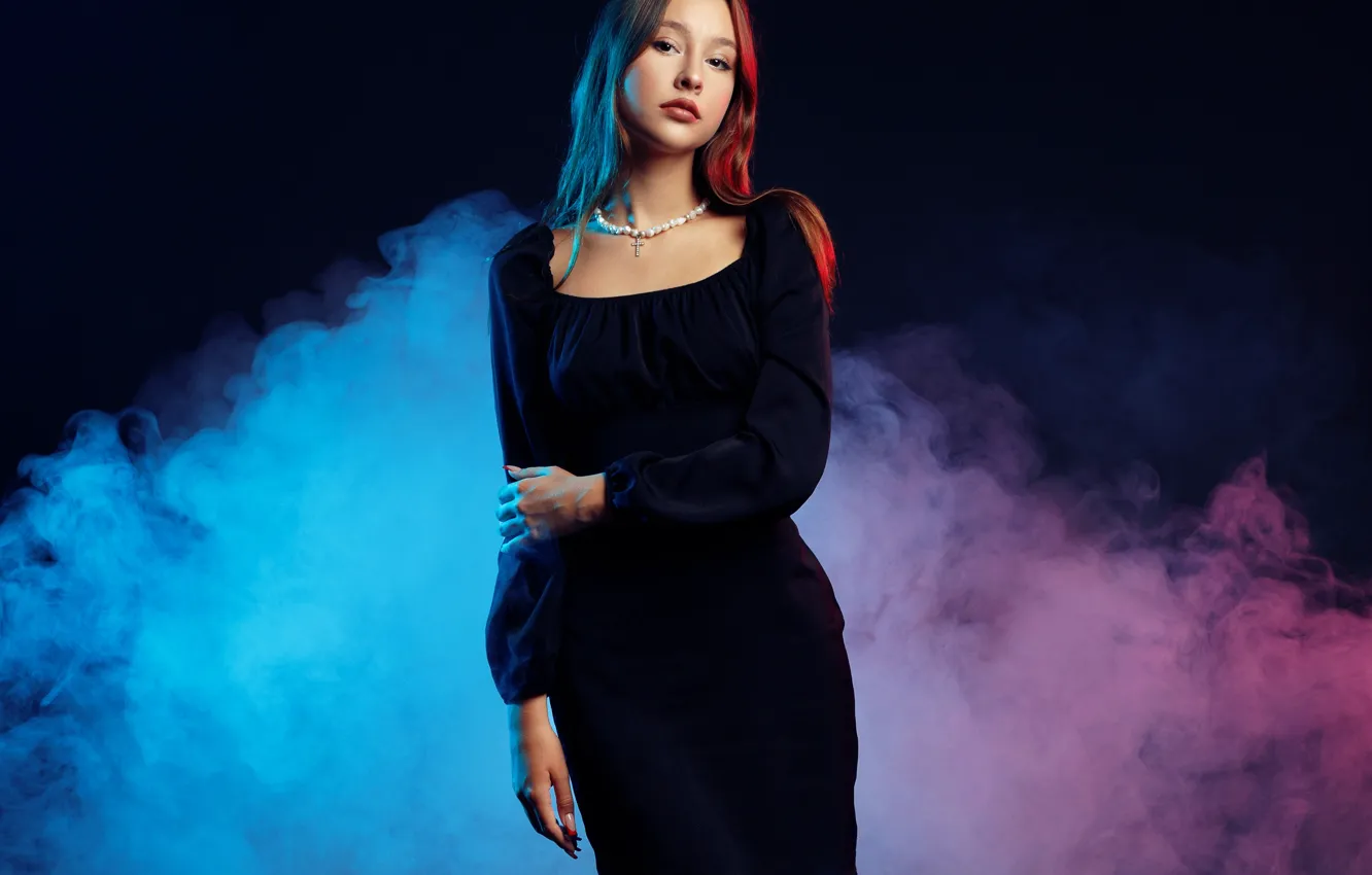 Photo wallpaper look, figure, dress, brunette, long hair, Evgeniy Bulatov, Evgeny Bulatov