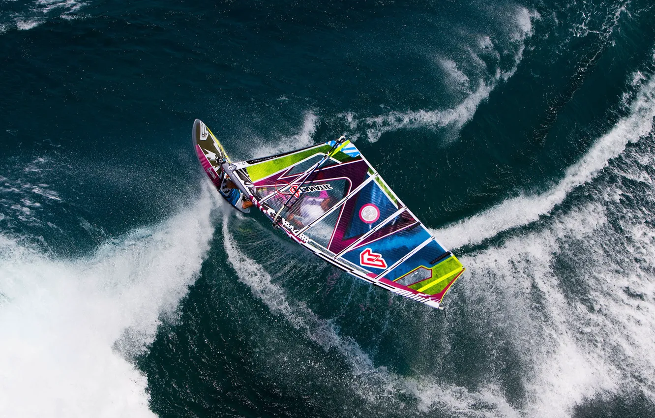 Photo wallpaper water, squirt, the ocean, sport, sail, Board, Windsurfing, Windsurfing