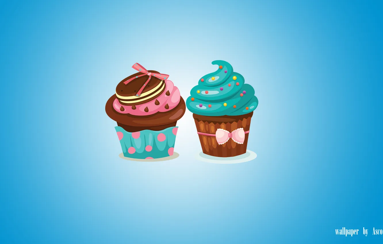 Photo wallpaper food, cake, blue, food, cupcakes