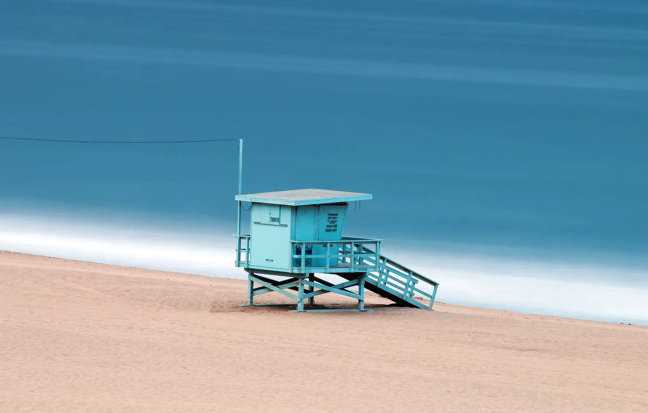 Photo wallpaper sea, beach, CA, Los Angeles, Venice Beach, United States, lifeguard tower