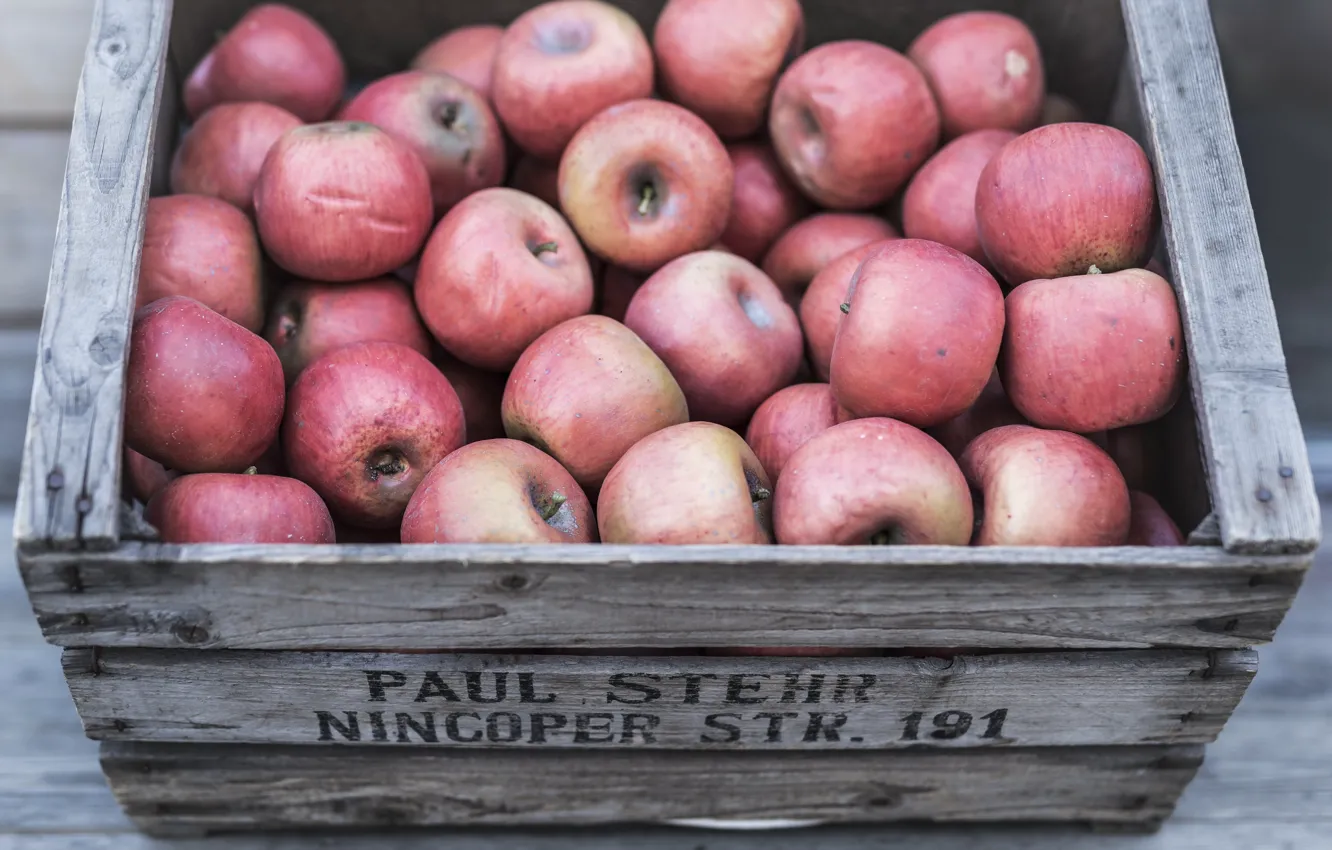 Photo wallpaper background, apples, box