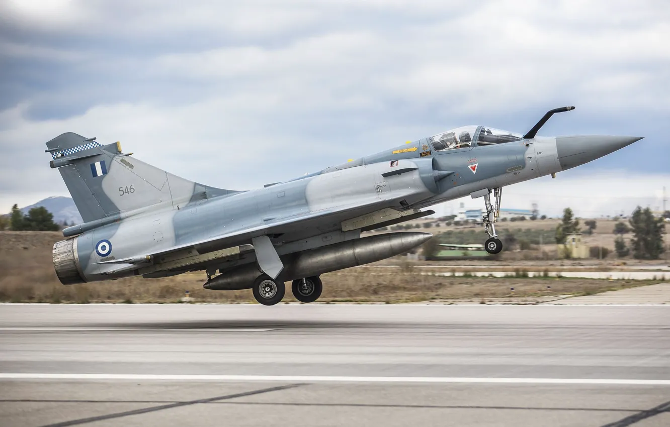 Photo wallpaper Fighter, Landing, Mirage 2000, Chassis, Greek air force, Hellenic Air Force, Dassault Mirage 2000, Dassault …