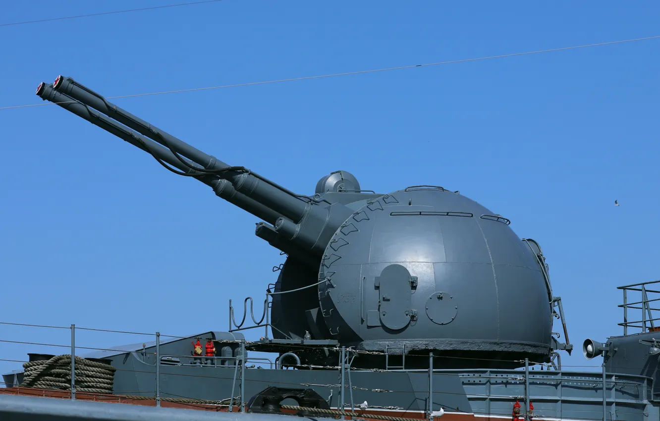 Photo wallpaper ship, gun mount, AK-130