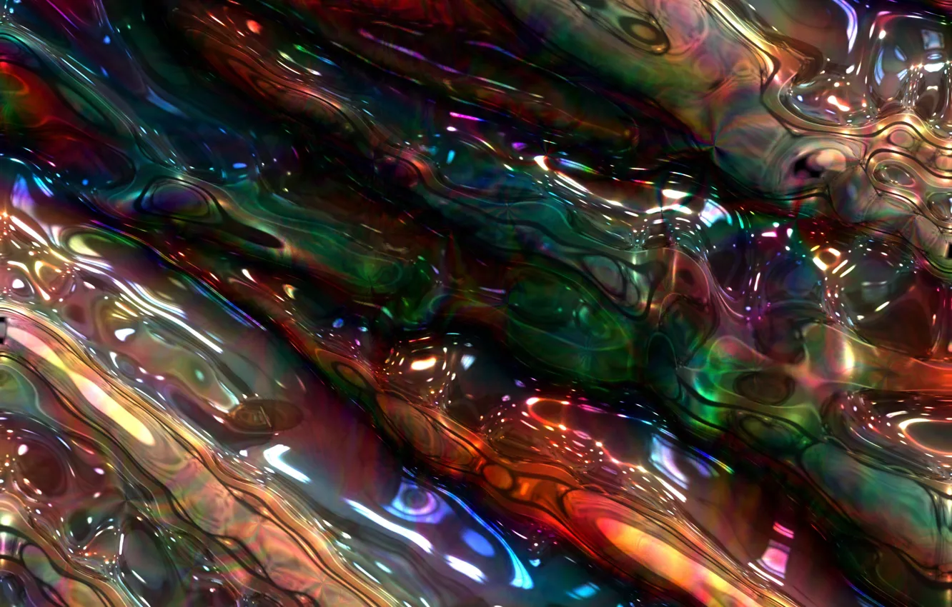 Photo wallpaper line, abstraction, bubbles, Shine, colorful, rainbow, plasma, melting