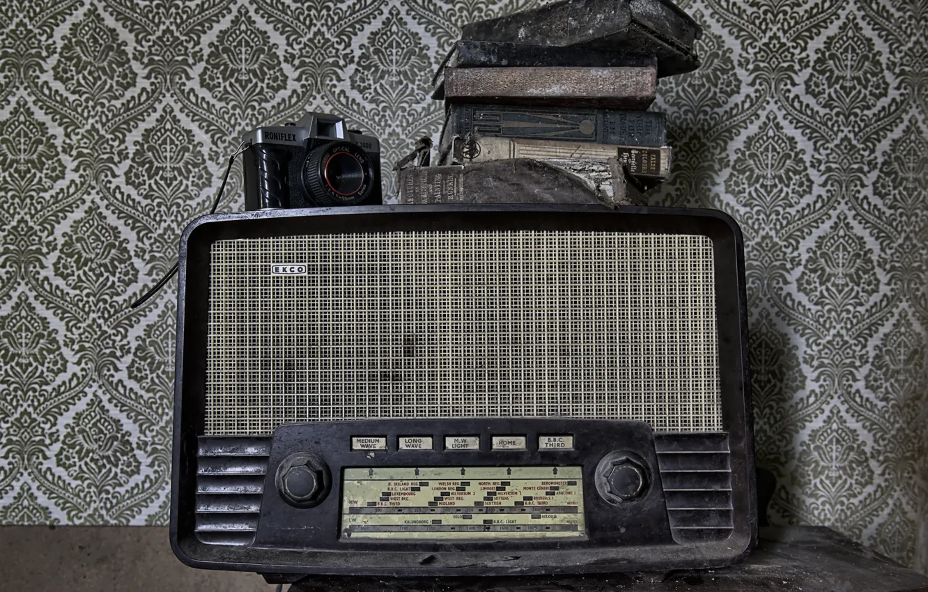 Photo wallpaper radio, camera, receiver