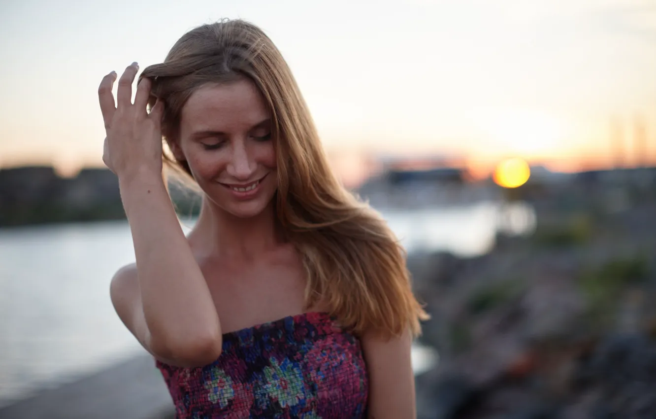 Photo wallpaper summer, girl, smile, Sasha