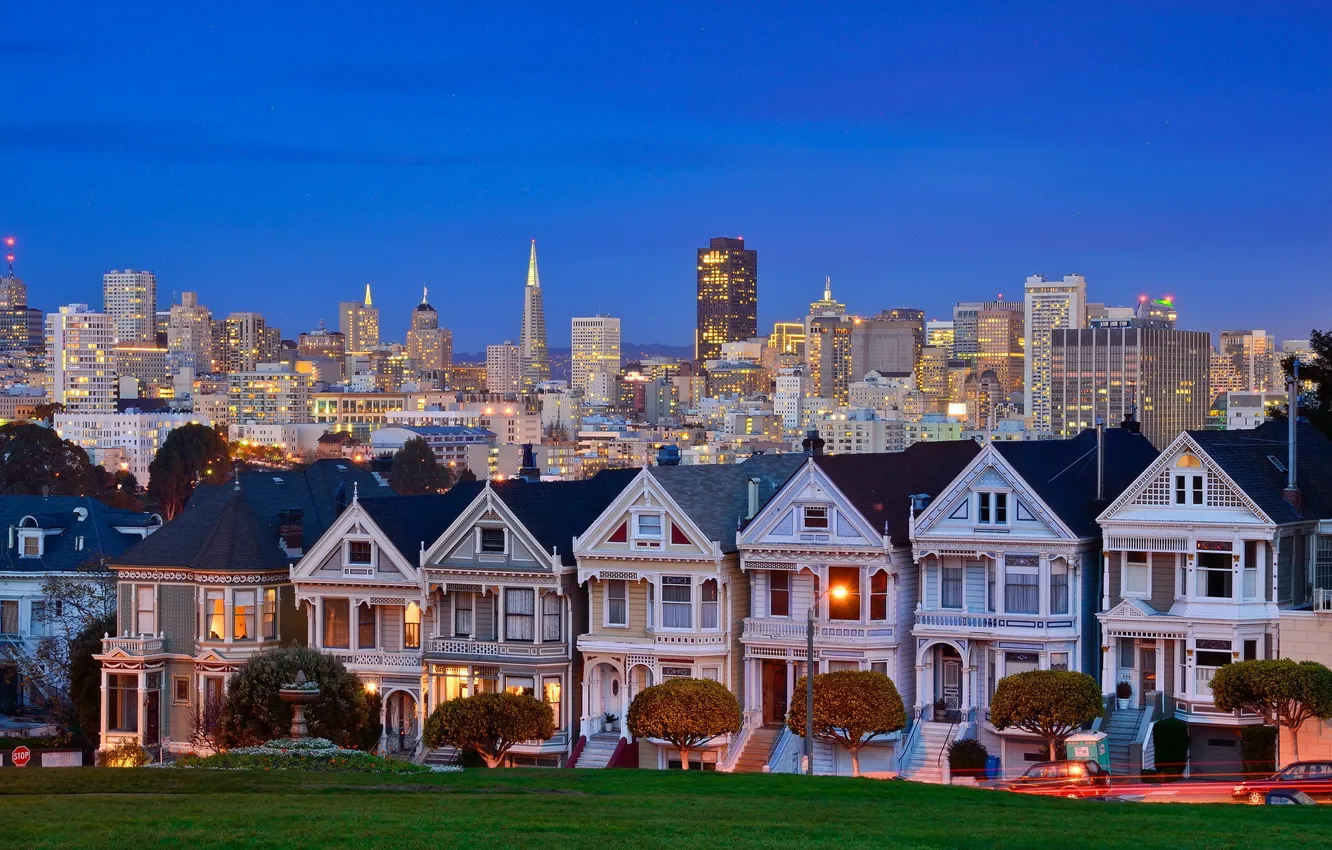 Photo wallpaper United States, California, San Francisco, Alamo Square