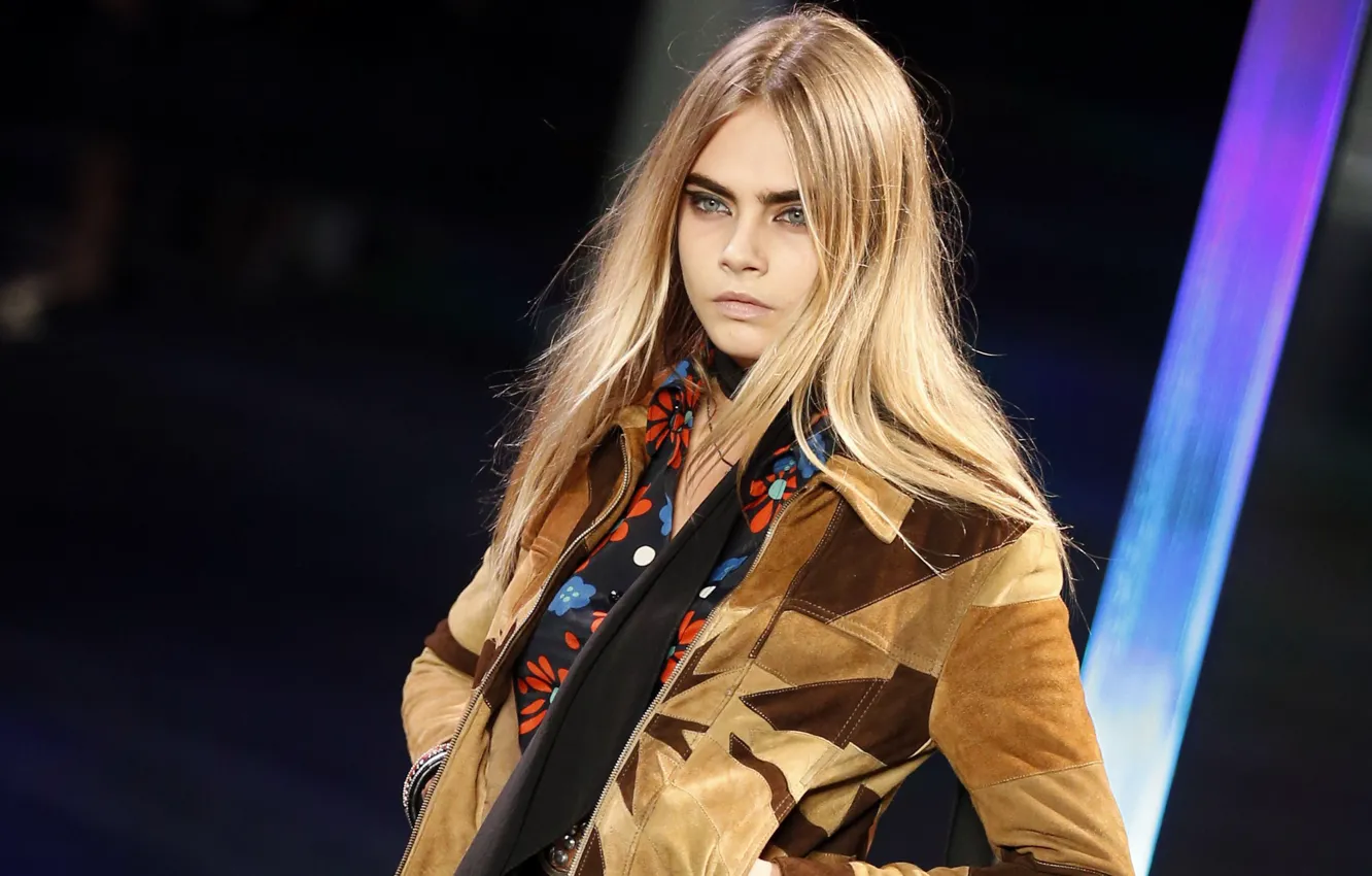 Photo wallpaper look, pose, model, makeup, figure, actress, hair, Cara Delevingne