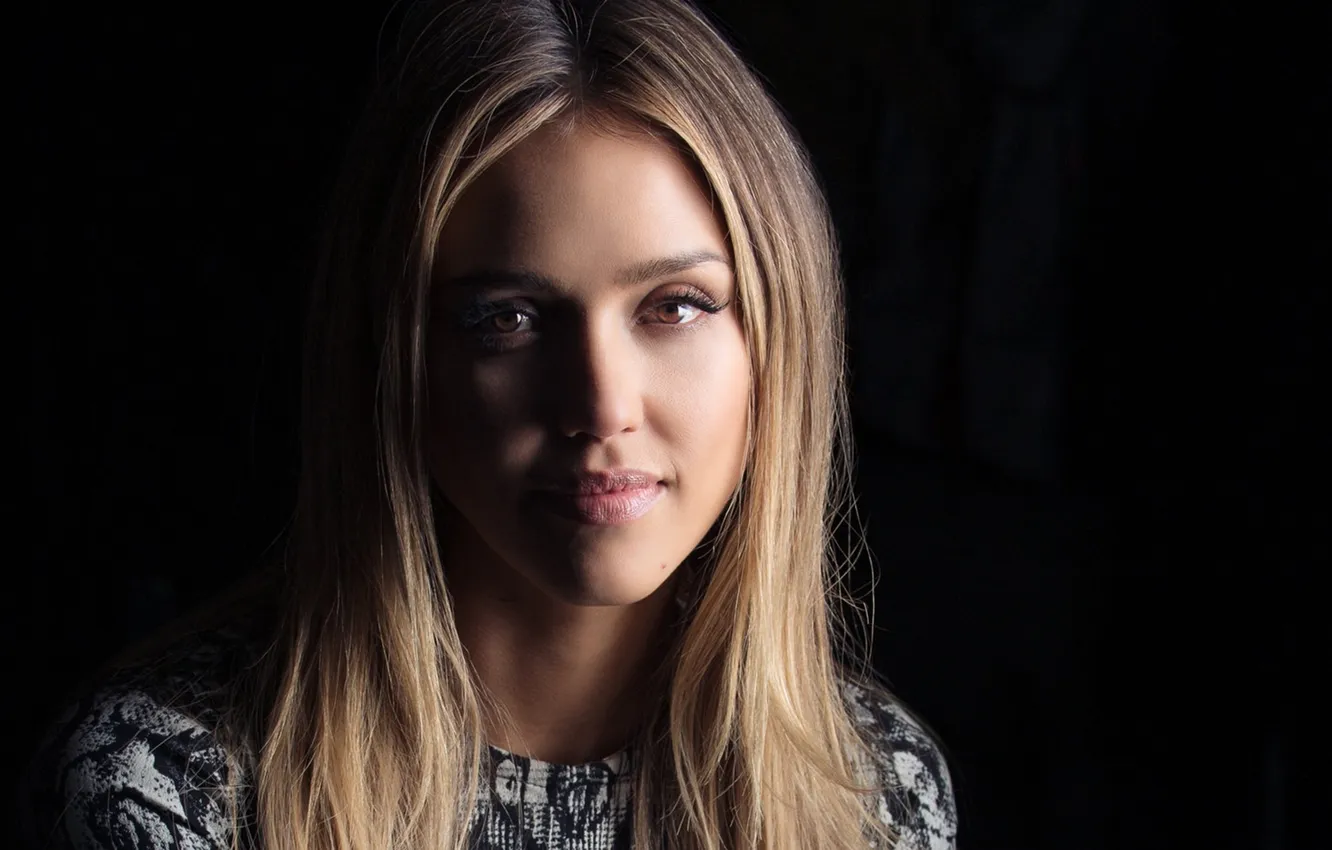 Photo wallpaper girl, stars, face, model, Jessica Alba, dark, actress, latina