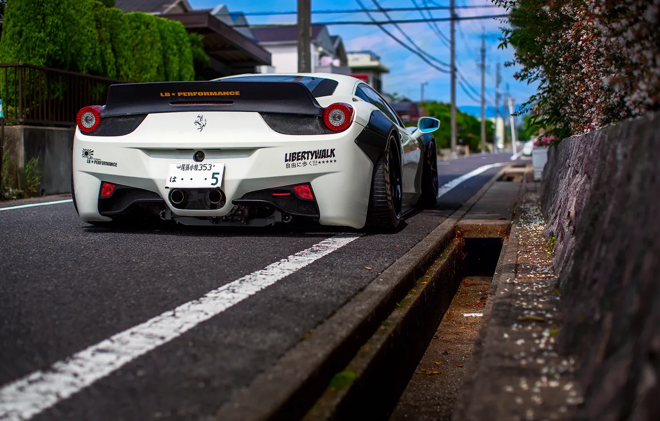 Photo wallpaper road, the city, Japan, Ferrari, Italia, Liberty Walk, 458 Challenge