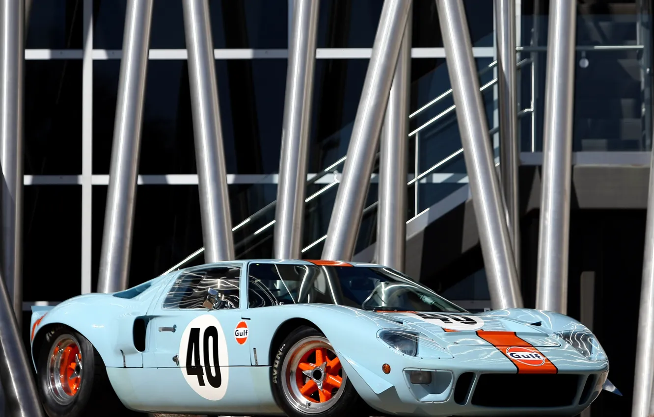 Photo wallpaper Ford, The Mans, GT40, Oil, '1968, Gulf
