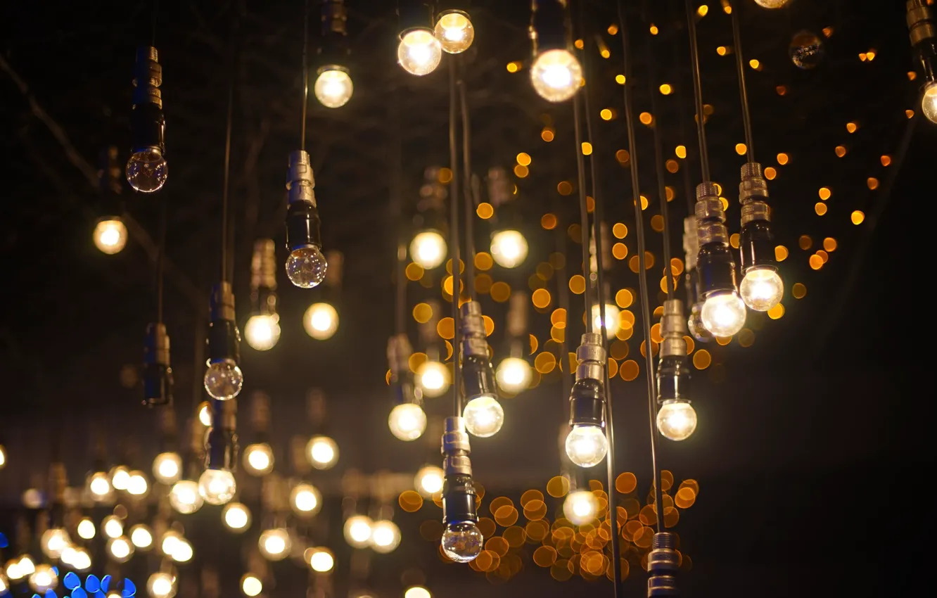 Photo wallpaper light, Shine, electricity, light bulb, composition