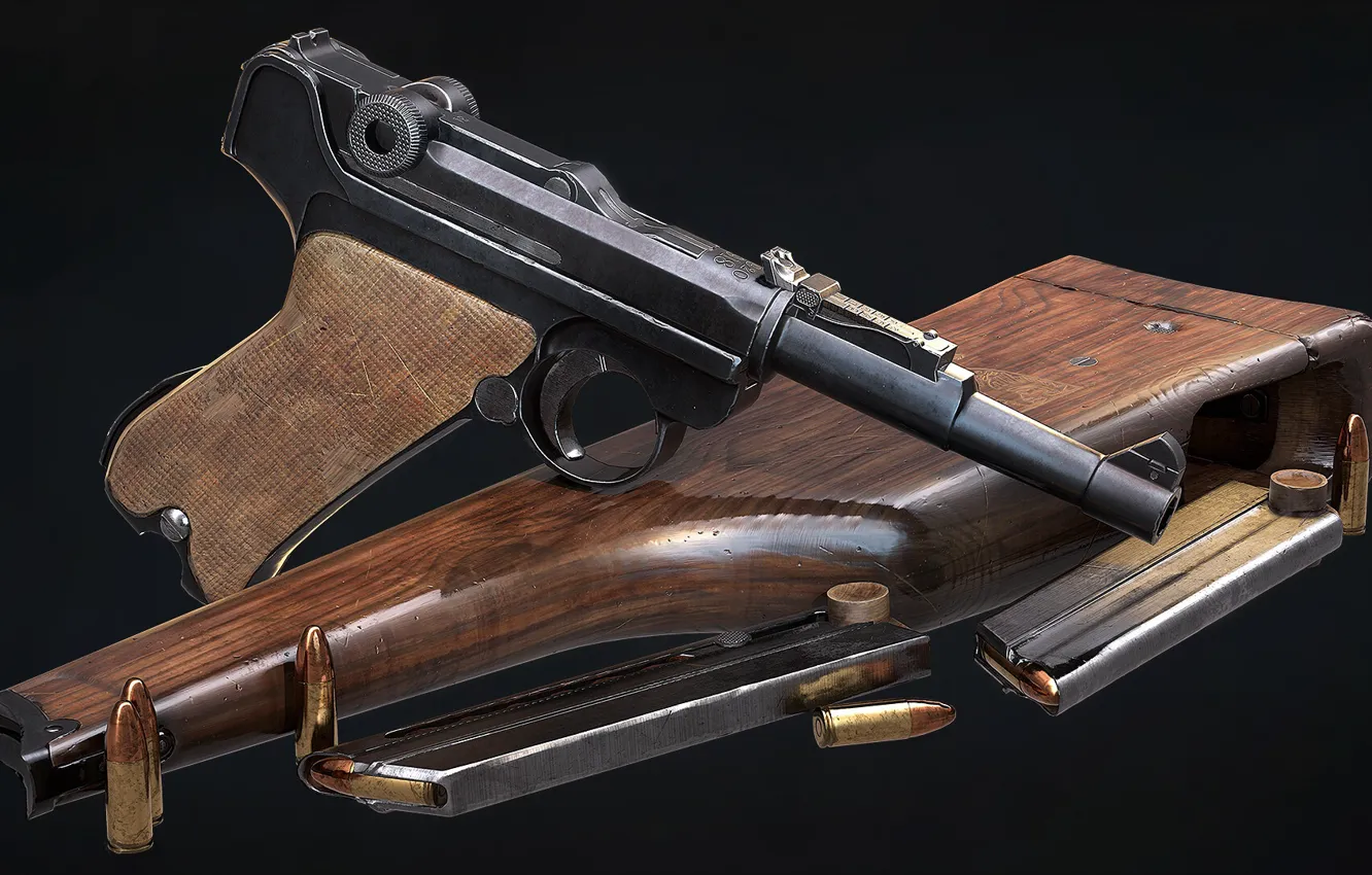 Photo wallpaper self-loading pistol, Germany, Luger Artillery, Luger Long Gun 08