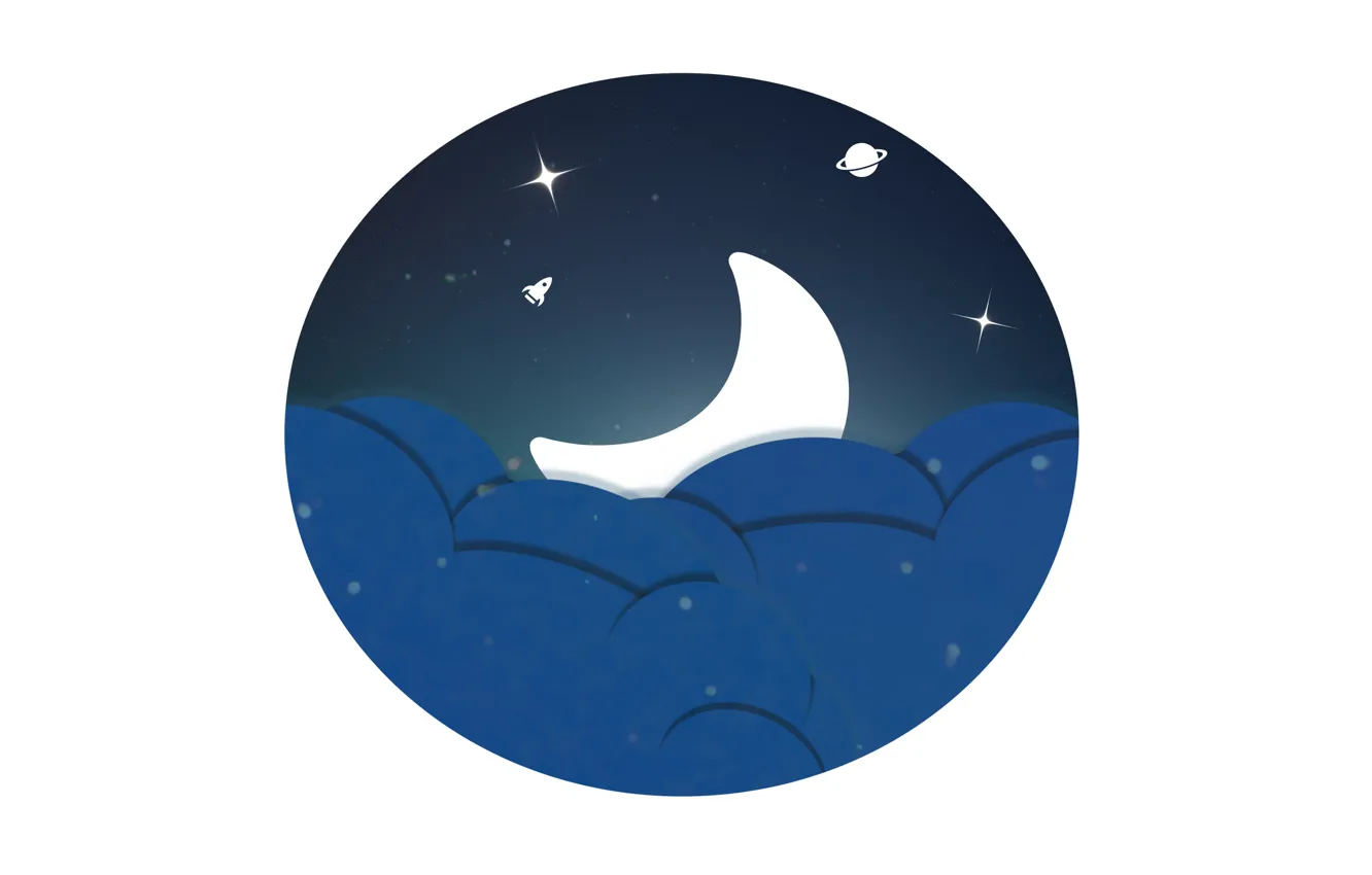 Photo wallpaper space, stars, night, Wallpaper, the moon, figure, minimalism