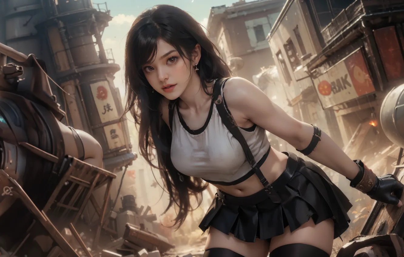 Photo wallpaper game, Final Fantasy 7, Tifa