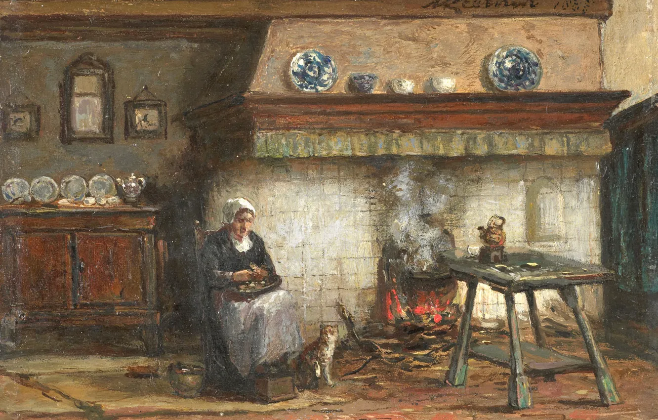 Photo wallpaper oil, interior, picture, 1887, Scheveningen. In the room, William Arthur Alexander Liernur