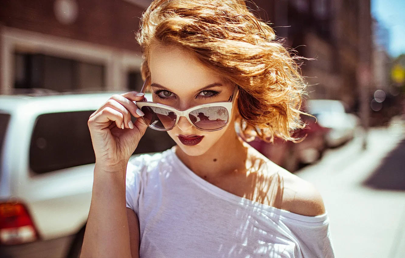 Photo wallpaper look, the sun, pose, model, portrait, hands, makeup, Mike