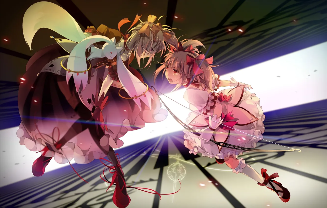 Photo wallpaper girl, anime, dress, bow, art, Madoka Magica