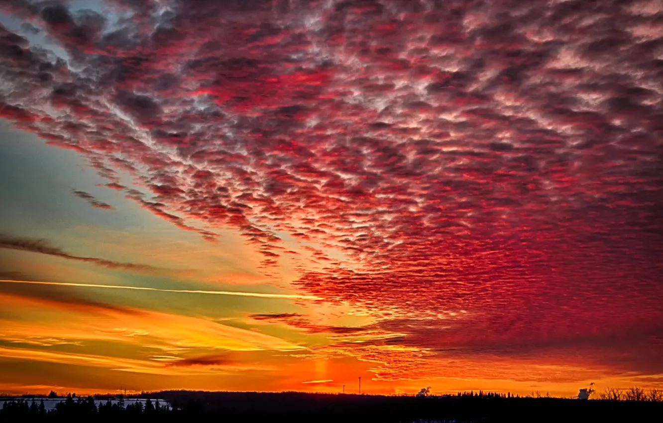 Photo wallpaper the sky, clouds, the evening, glow