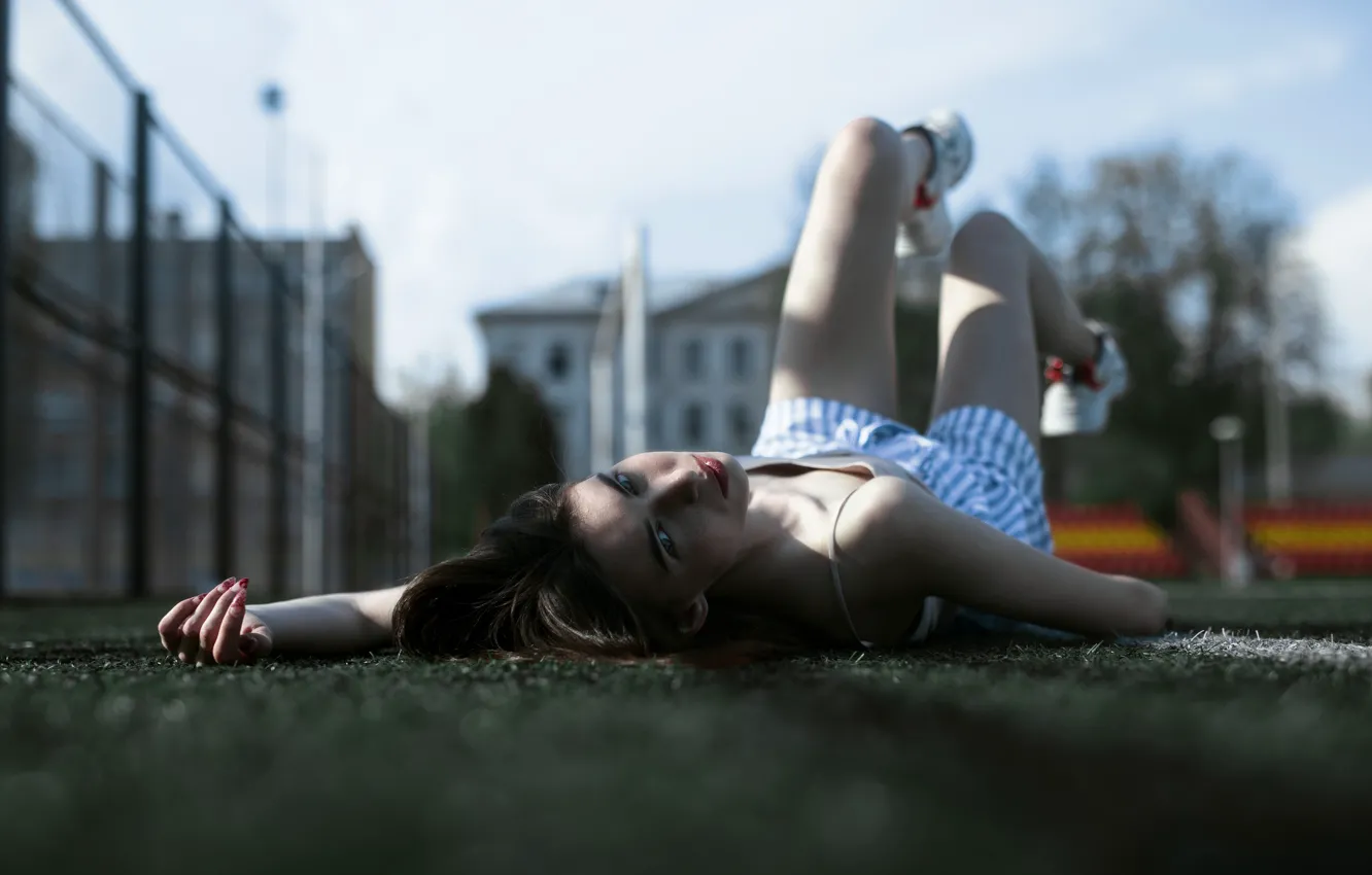 Photo wallpaper Nastya Kharkevich, lies, freckles, on earth, girl, Velvet Morris