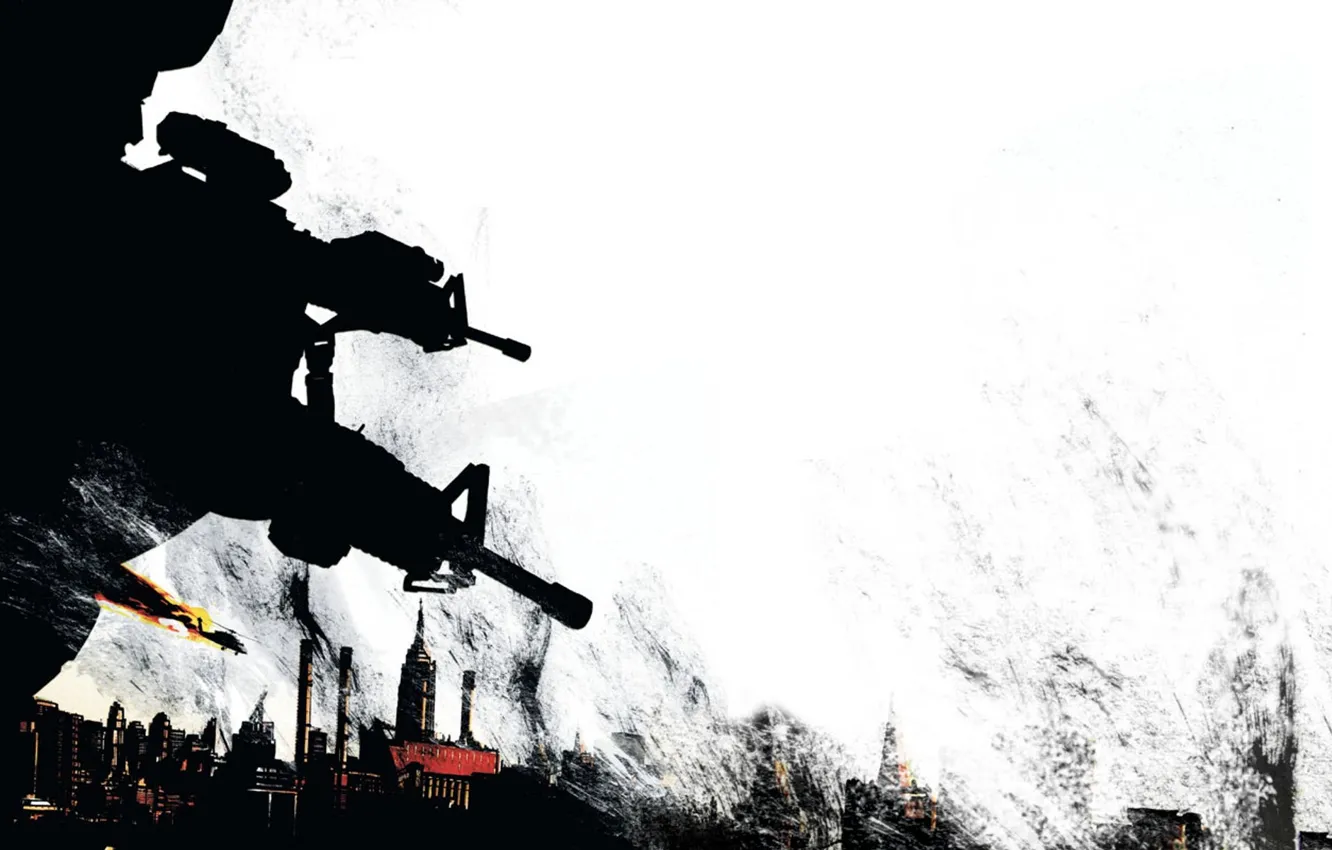 Photo wallpaper the city, weapons, soldiers