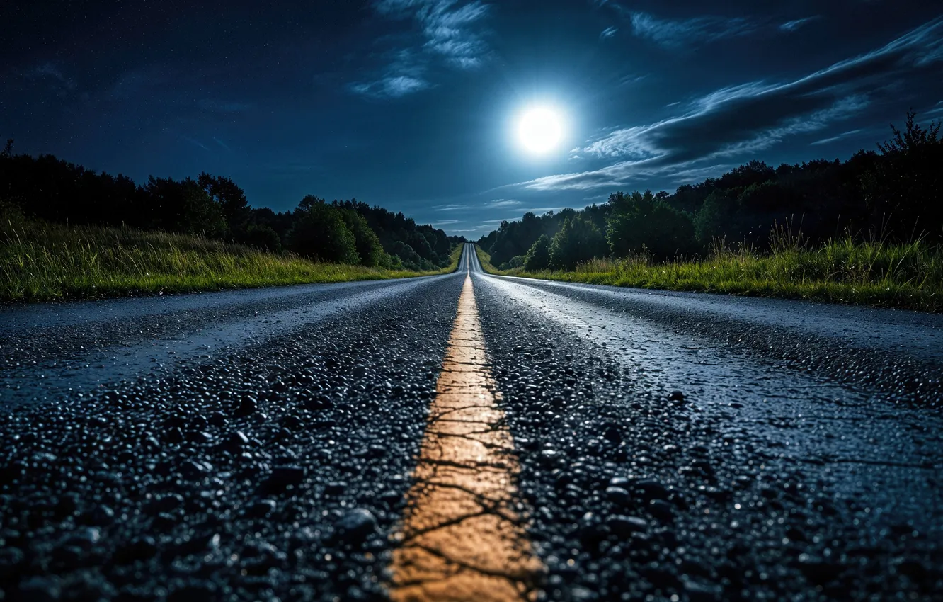 Photo wallpaper road, sky, clouds