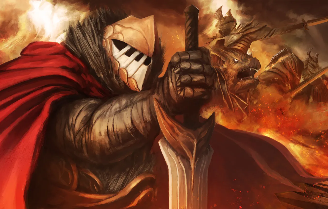 Photo wallpaper lights, war, monster, sword, art, Jeff Andersson