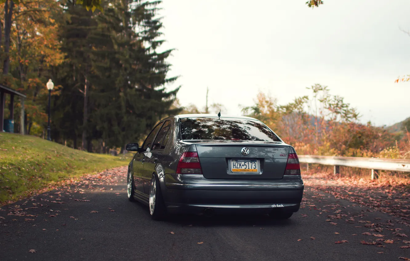 Photo wallpaper autumn, Volkswagen, red, Volkswagen, jetta, MK4