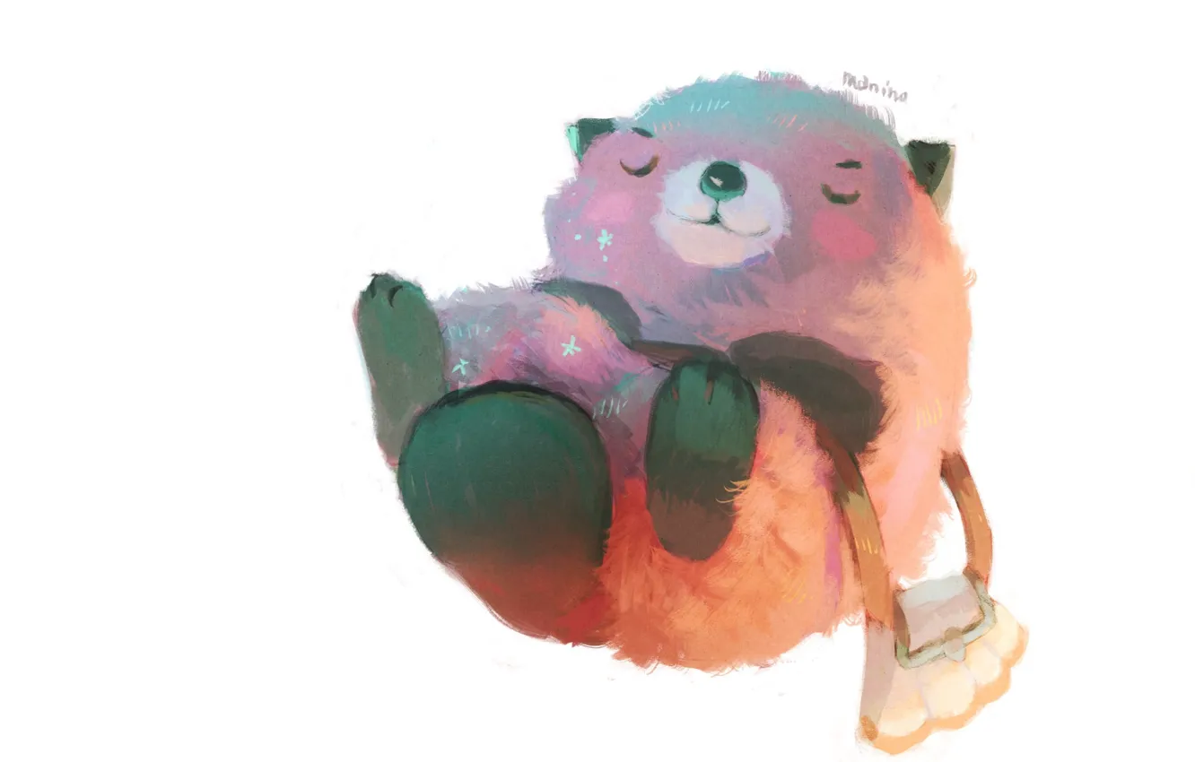 Photo wallpaper bag, beaver, lying on her back, by Manino