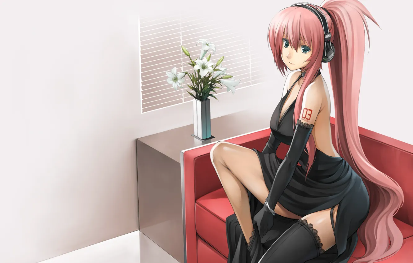 Photo wallpaper girl, pink, vocaloid, kurojishi megurine