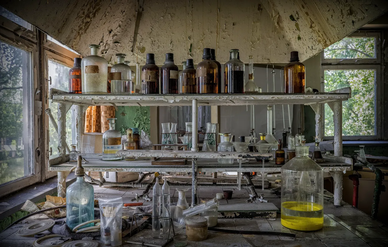 Photo wallpaper background, laboratory, chemicals