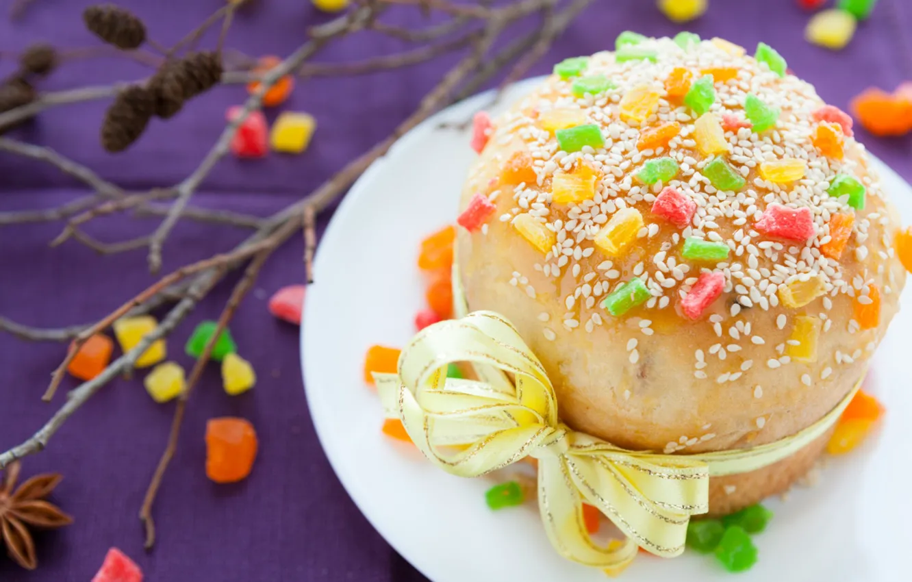 Photo wallpaper Easter, bow, cake, glaze, candied